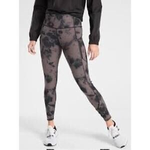 Athleta Rainier Reflective Tight Floral Brown/Black Womens M